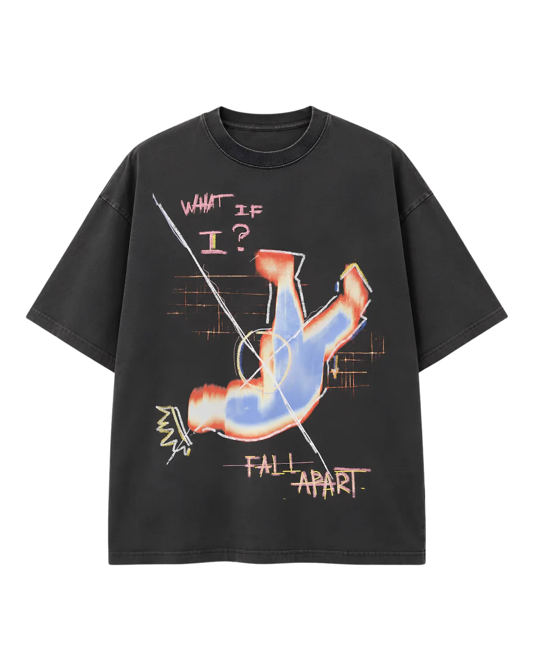WHAT IF I FALL APART TEE — Washed Charcoal