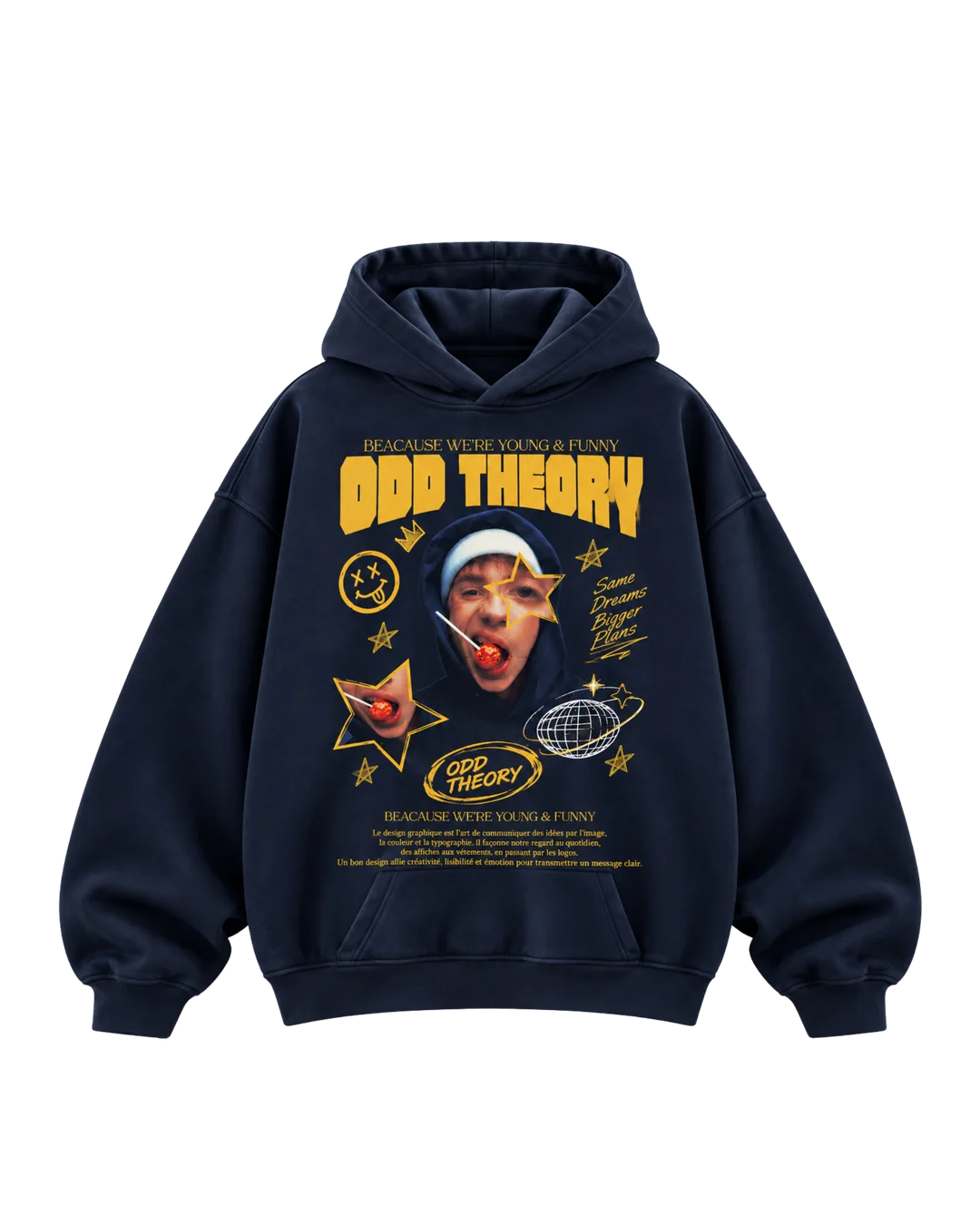 YOUNG & FUNNY HOODIE — Navy