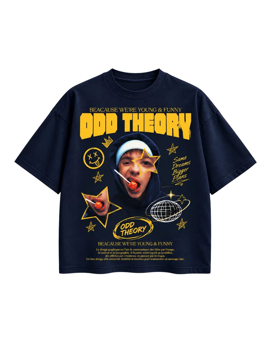 YOUNG & FUNNY TEE — Navy